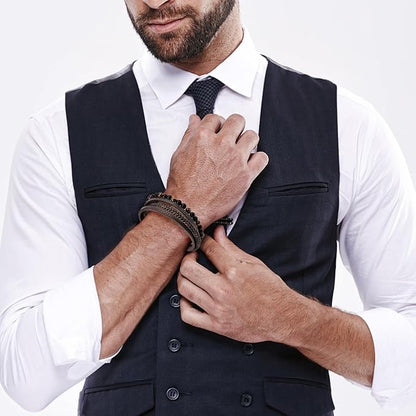 Bracelet Homme en Cuir & Pierre Naturelle Œil de Tigre